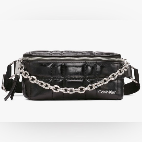 Calvin Klein Quilted Adjustable Belt Bag with Chain Detail - Picture 1 of 8